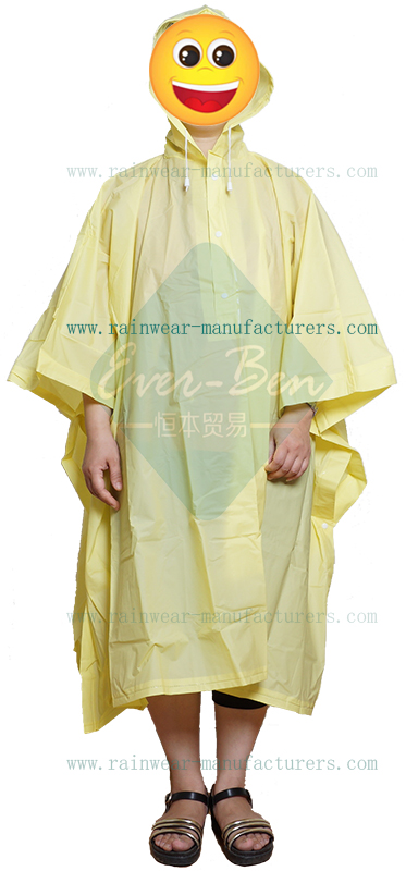 Yellow EVA travel rain poncho